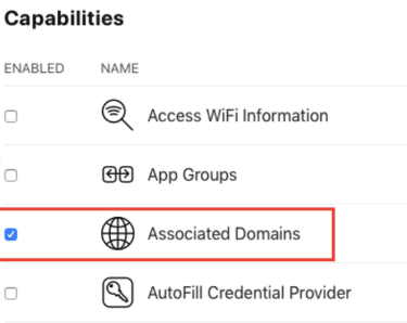 开启“Associated Domain”能力